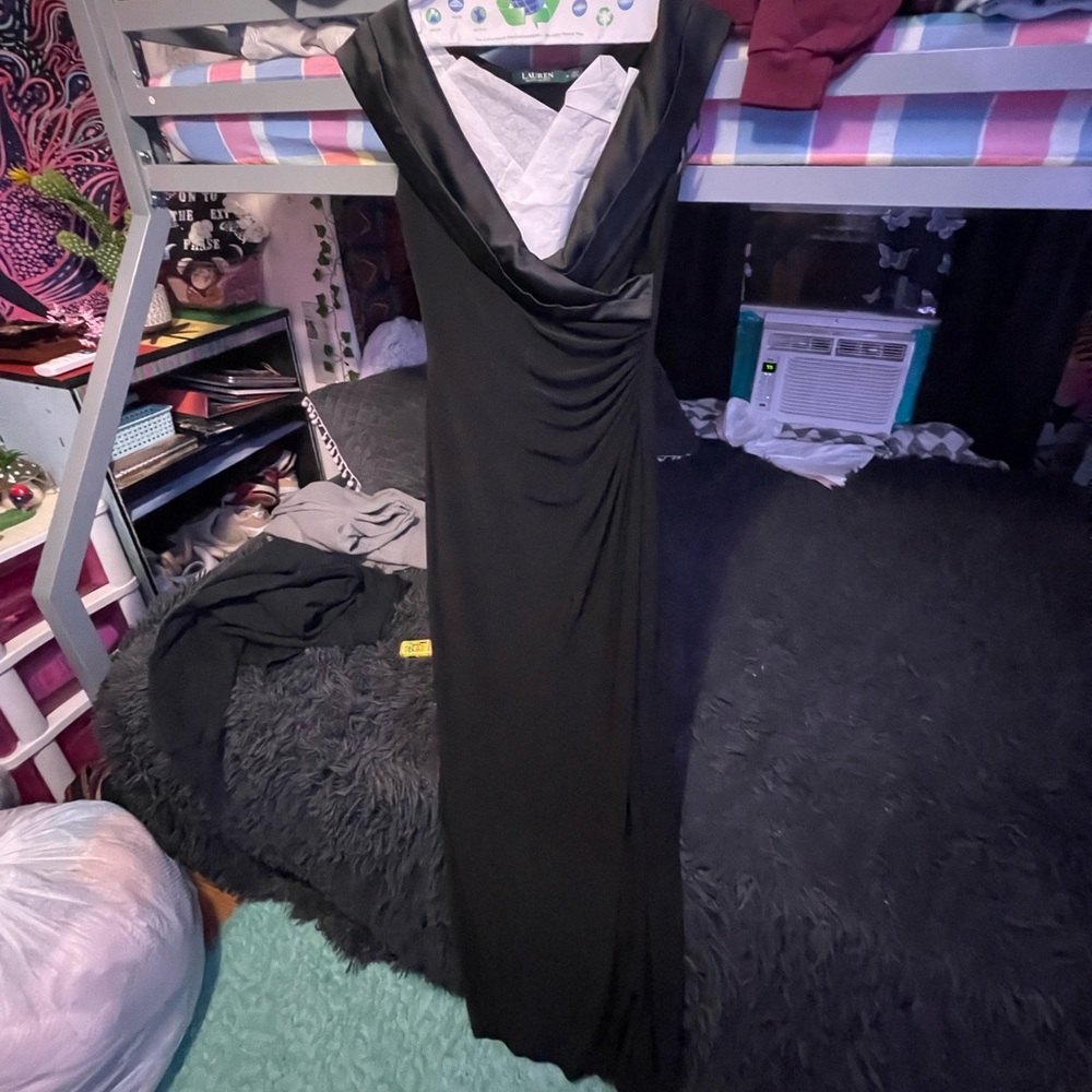 ralph lauren long black formal dress size 4